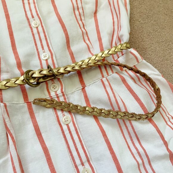 J. Crew Women's 2 Sleeveless Shirt Dress Button White Red Striped Knee Length - Picture 3 of 11